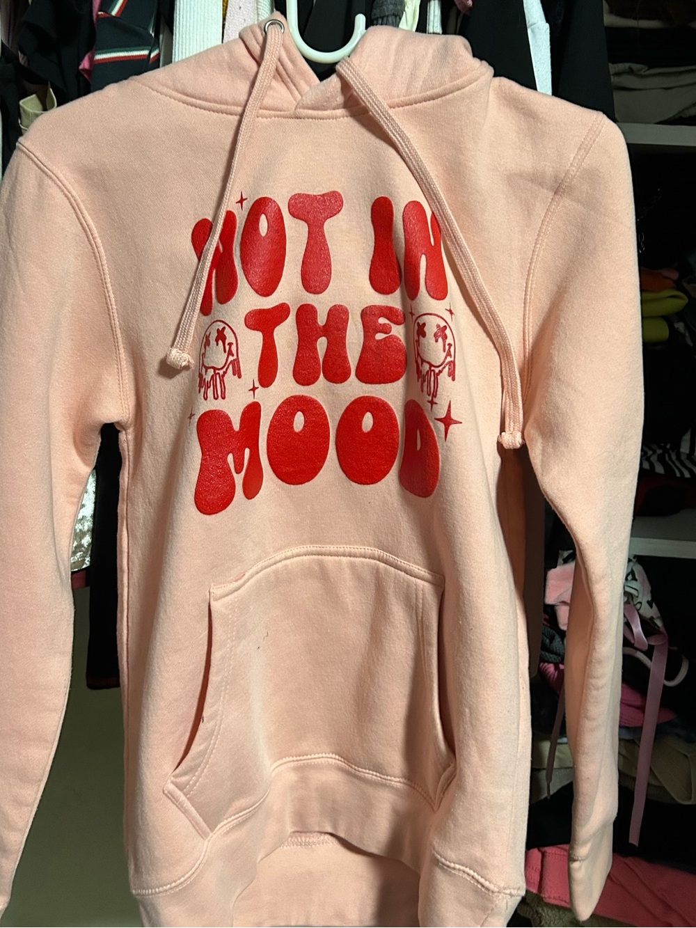 Women’s Pink Graphic Pullover Hoodie - 'Not In The Mood'
